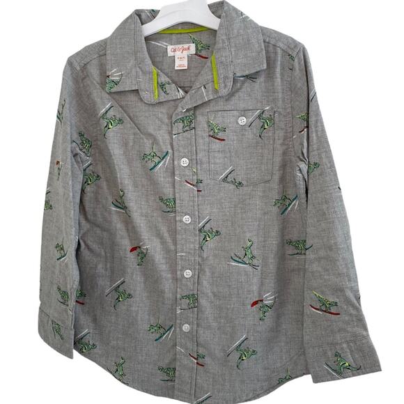 Boys Dinosaur Shirt Size Small long sleeve button down print Size S 6/7 NWT - Picture 2 of 8